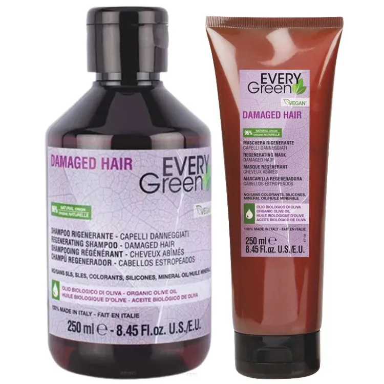 EVERY GREEN DAMAGED ZESTAW SZAMPON 250 ML+ MASKA 250 ML DO WŁOSÓW ZNISZCZONYCH - obrazek 2